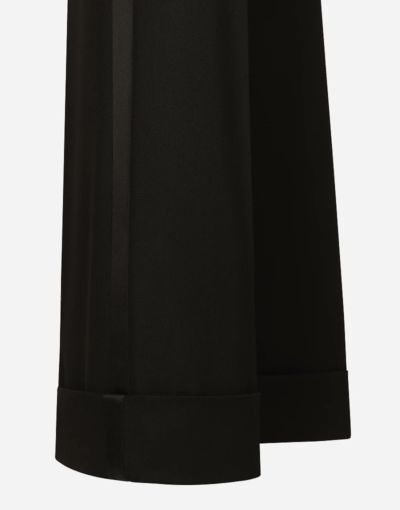 Flared wool gabardine pants