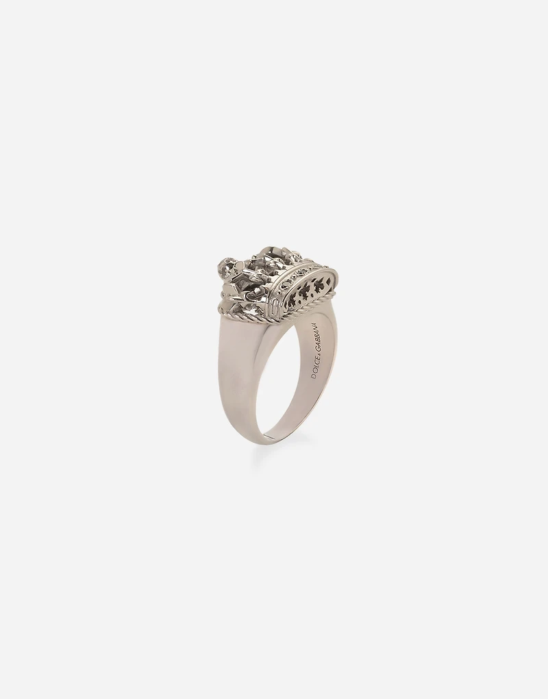 Royal Ring 18-carat white gold and black diamonds