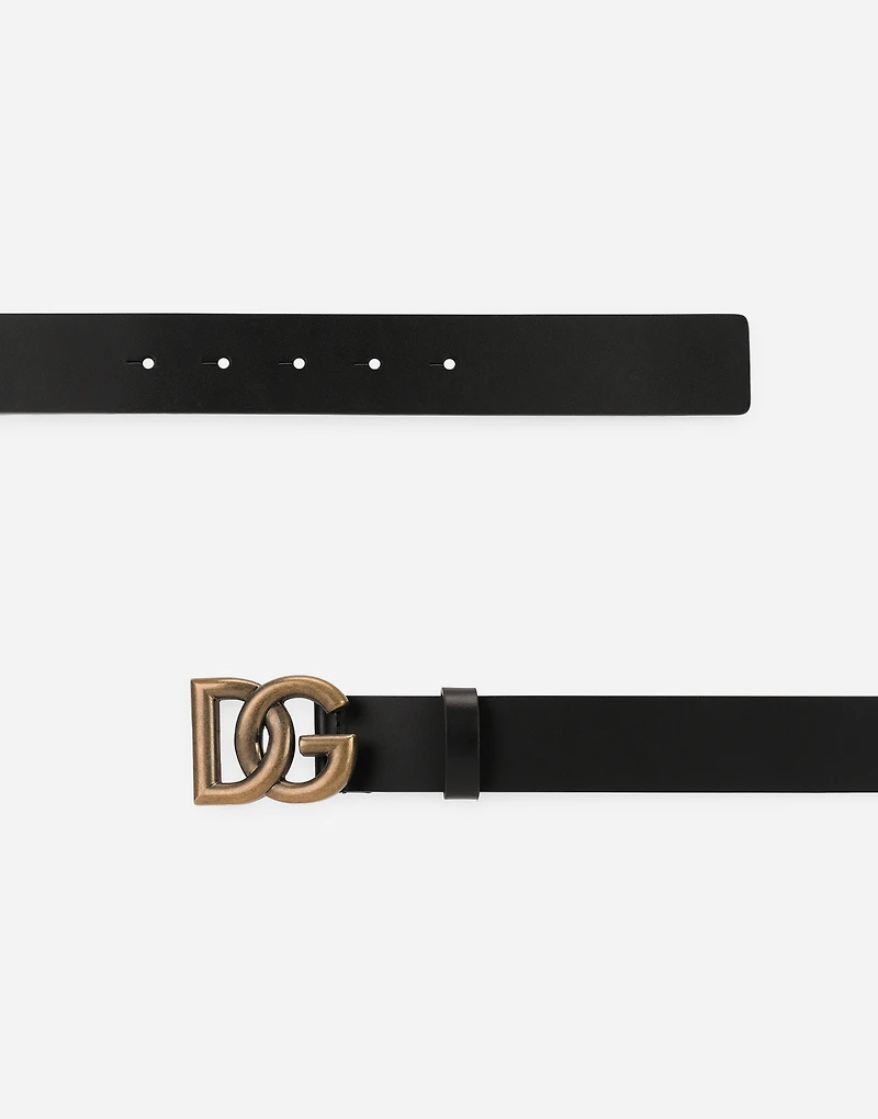 Lux leather belt with crossover DG logo buckle