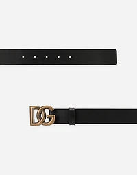 Lux leather belt with crossover DG logo buckle