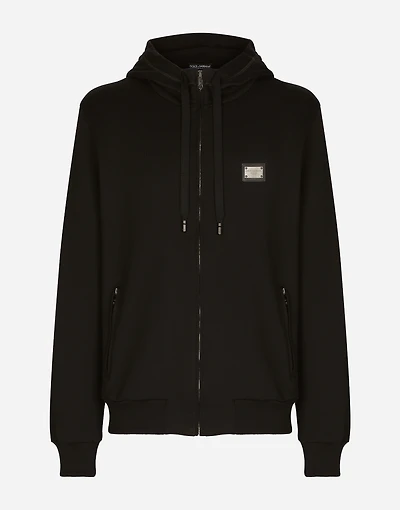 Jersey zip-up hoodie