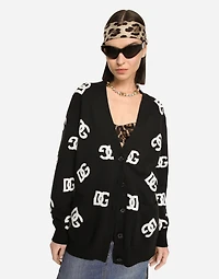 Wool cardigan with DG inlay