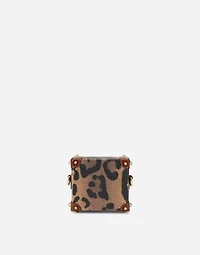 Airpods case in leopard-print Crespo with branded plate