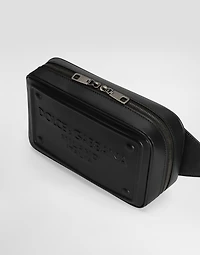 Calfskin belt bag with raised logo