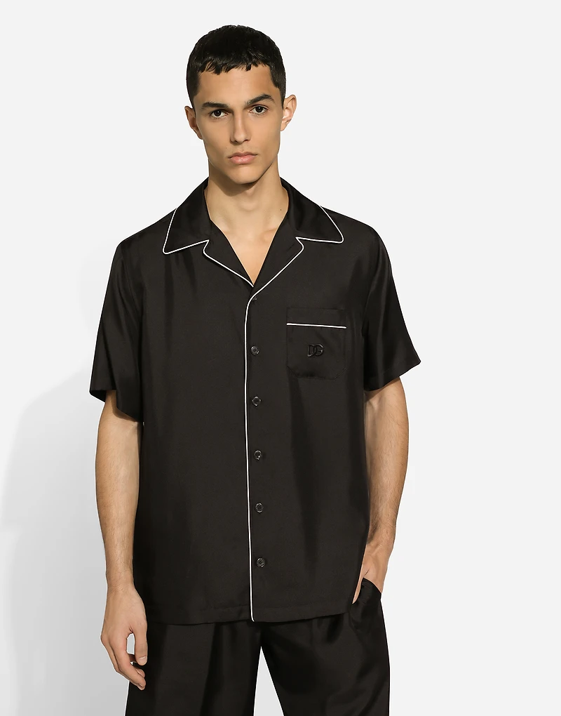 Silk twill shirt with DG embroidery