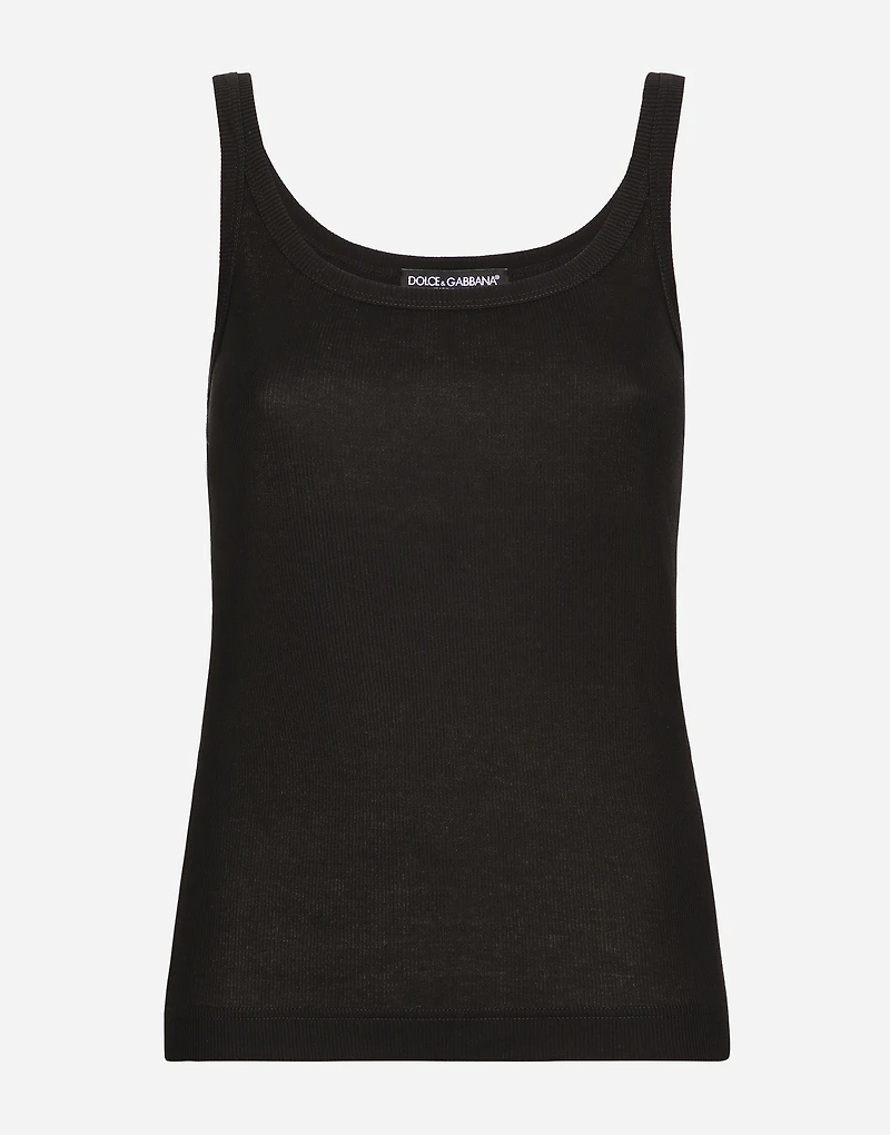 Fine-rib tank top
