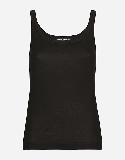 Fine-rib tank top