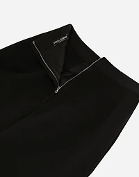 Wool midi pencil skirt with satin waistband