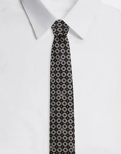 Silk jacquard tie with DG logo