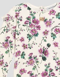 Violets-print ribbed t-shirt