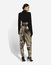 Mesh pussy-bow blouse