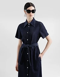 Silk denim shirt dress