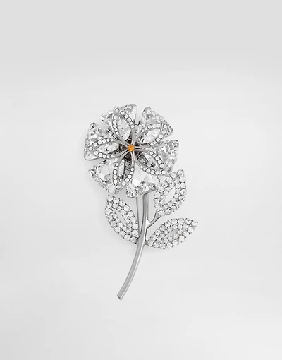 Maxi flower brooch with rhinestones