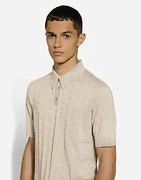 Silk jacquard polo-shirt with DG logo