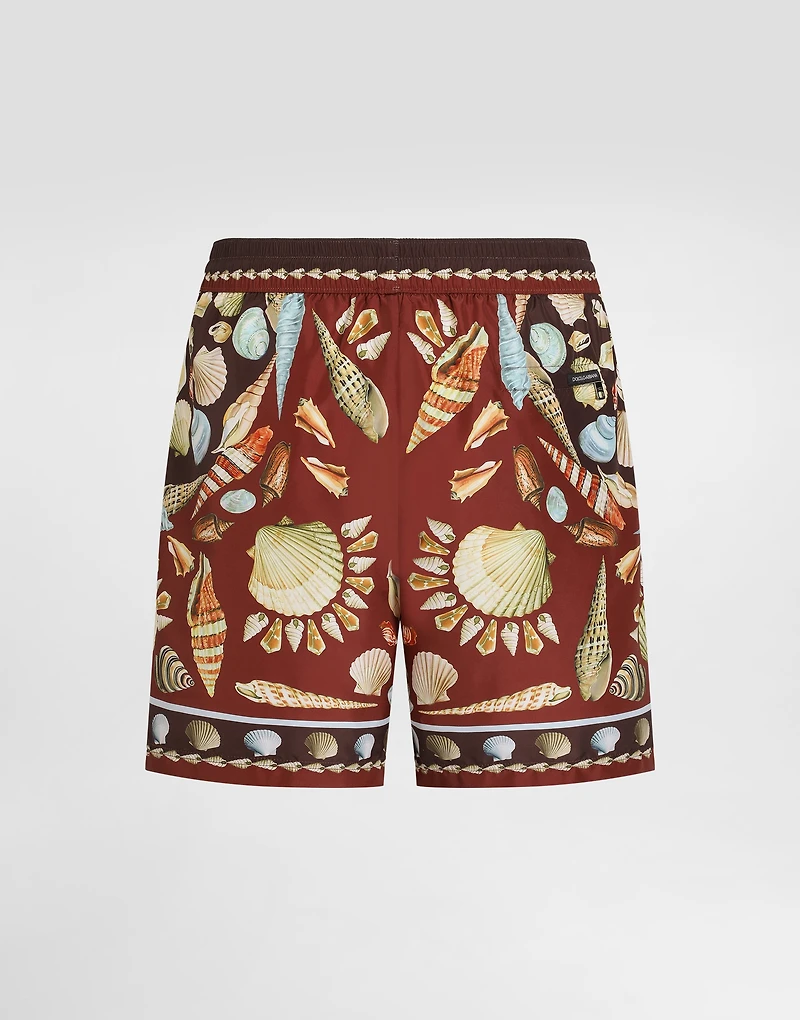 Shell-print medium swim boxer shorts