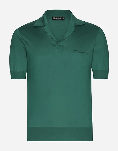 Silk polo-shirt with Dolce&Gabbana embroidery