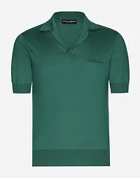 Silk polo-shirt with Dolce&Gabbana embroidery