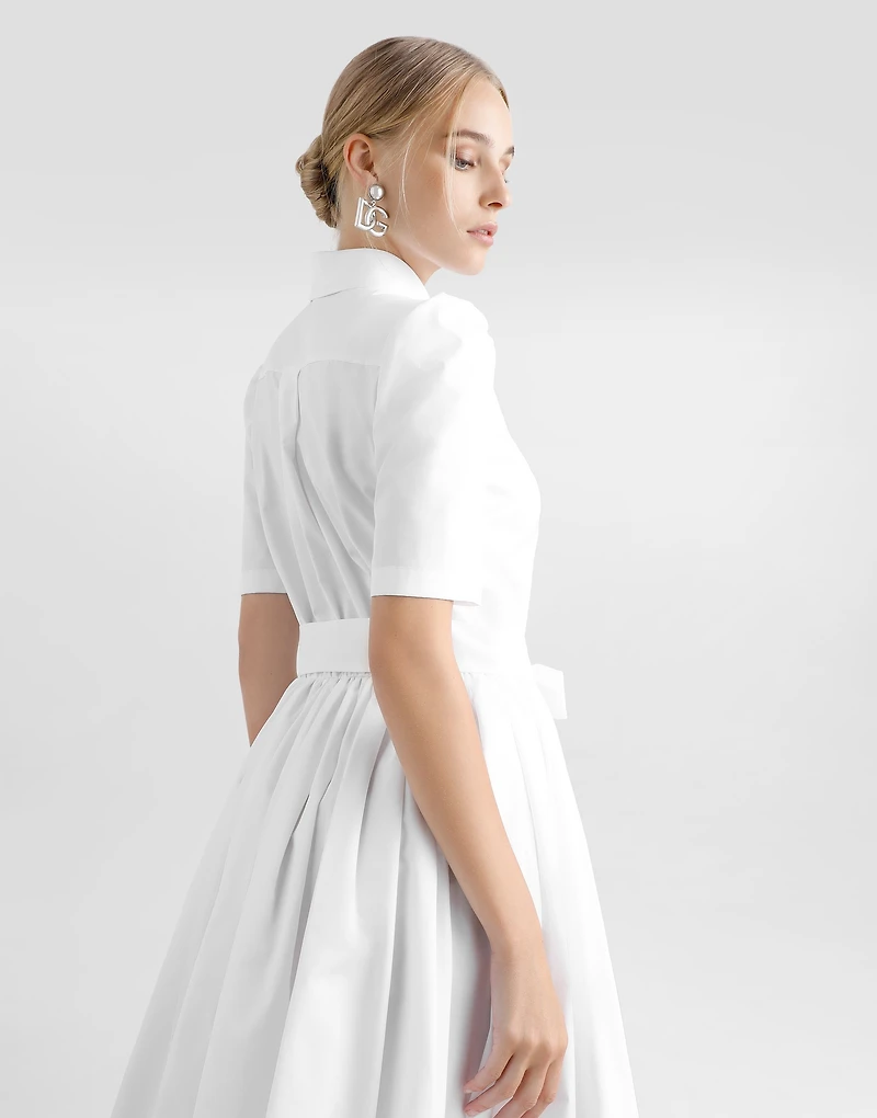 Cotton calf-length shirt dress