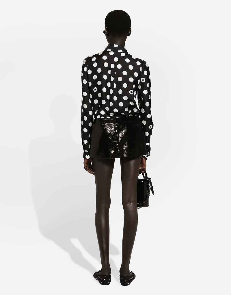 Miniskirt with micro-sequin embellishment
