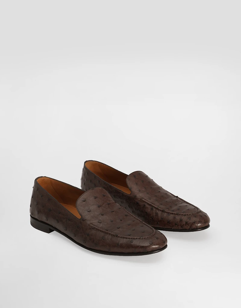 Ostrich leather slippers