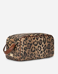 Leopard-print Crespo toiletry bag with branded plate