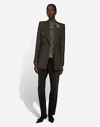 Silk chiffon shirt with glen plaid print