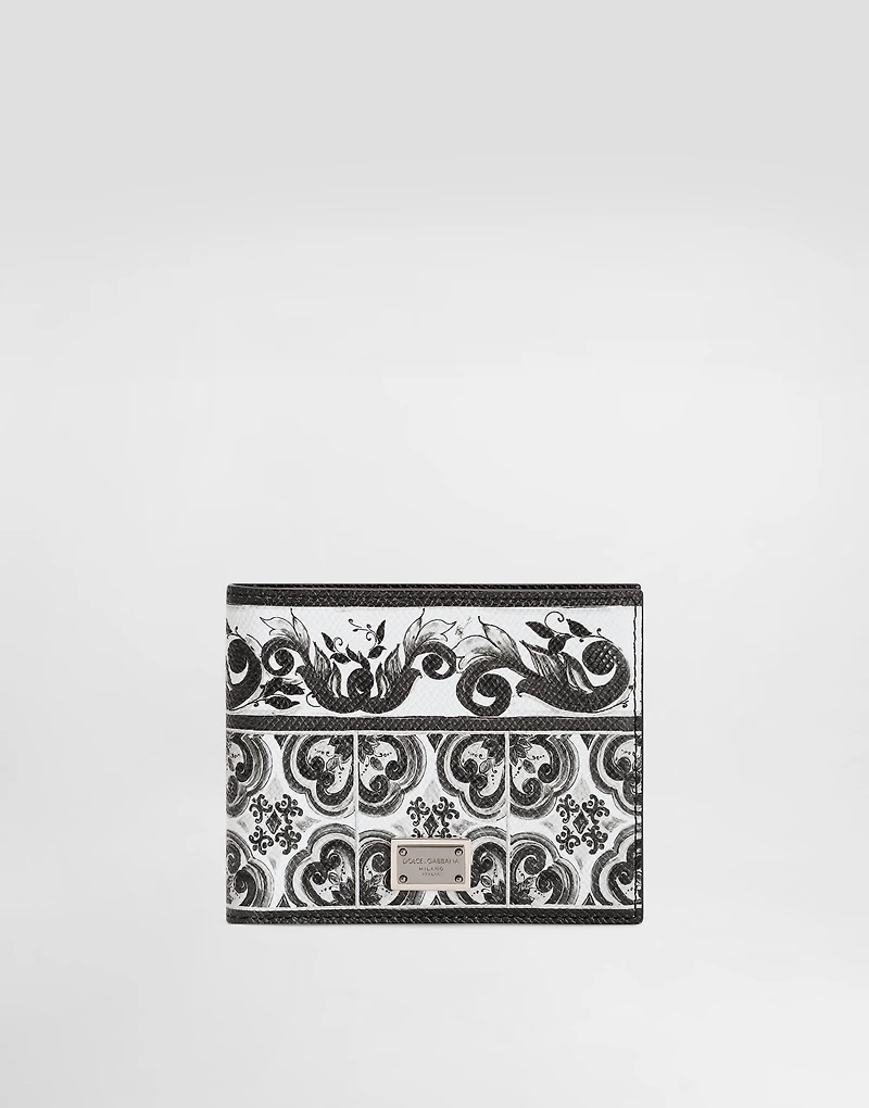 Majolica-print calfskin wallet