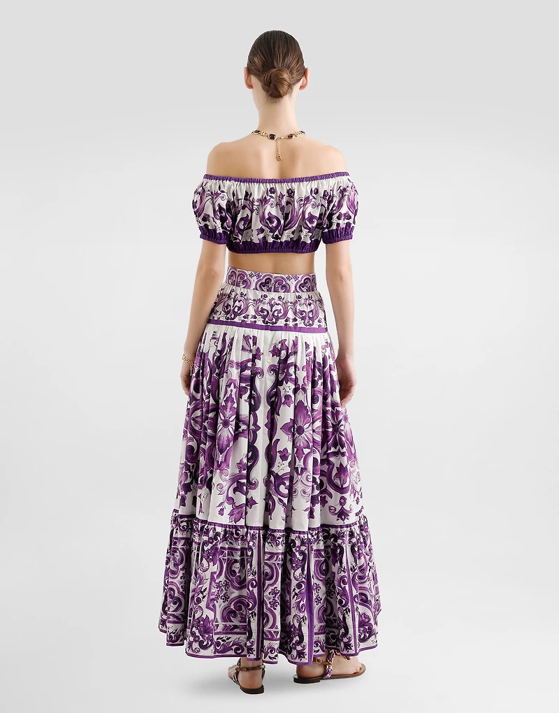 Majolica-print poplin top
