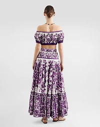 Majolica-print poplin top
