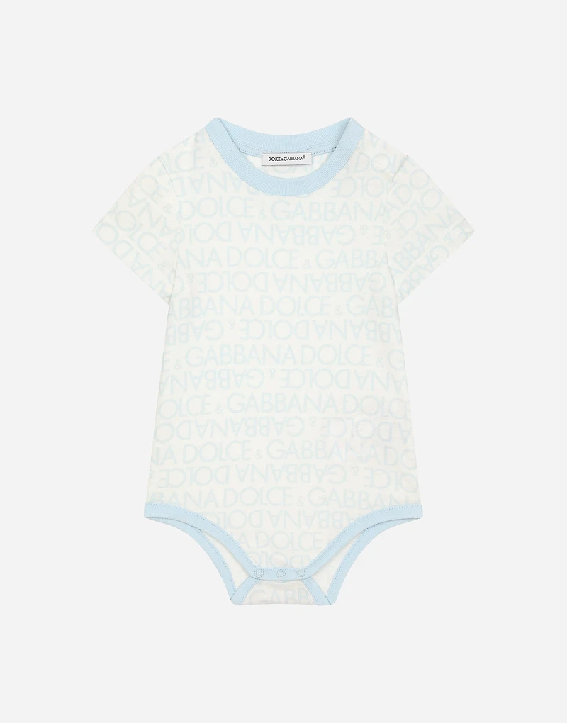 Jersey babygrow with all-over logo print