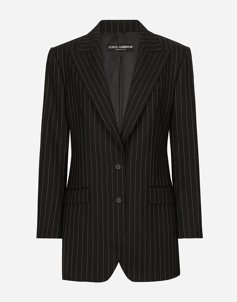 Single-breasted pinstripe wool jacket
