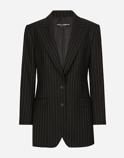 Single-breasted pinstripe wool jacket
