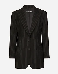 Single-breasted pinstripe wool jacket