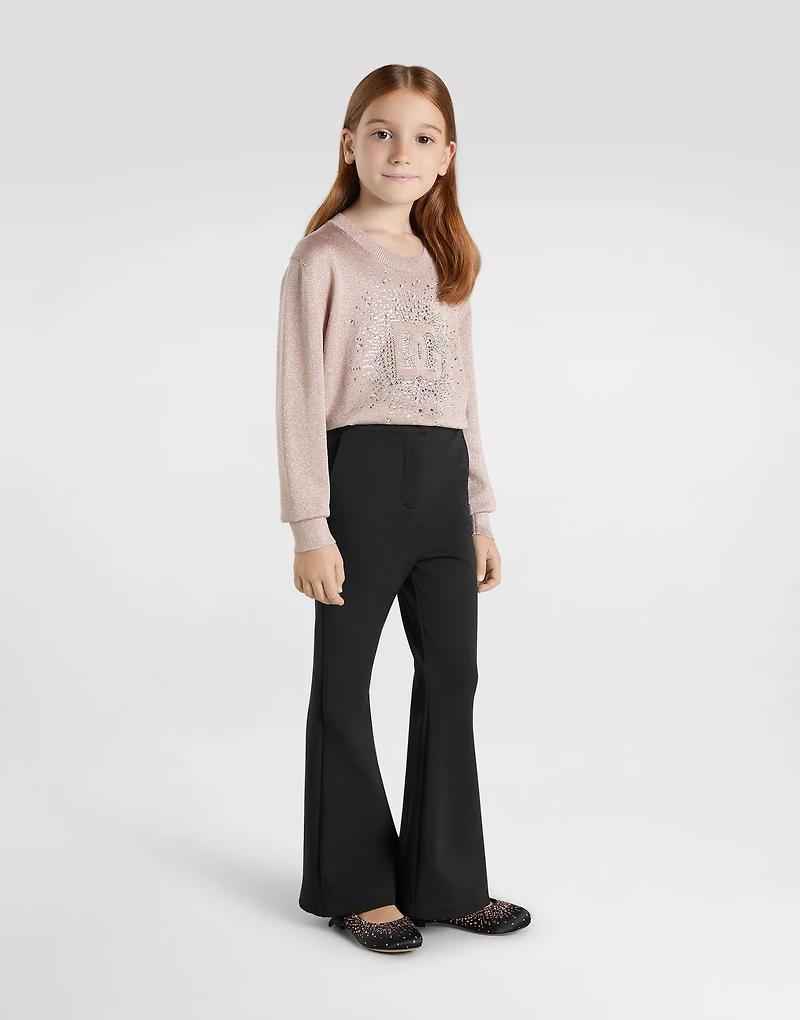 Lurex knit pullover with rhinestone detailing