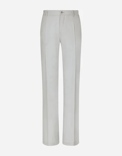 Stretch wool twill pants with straight leg