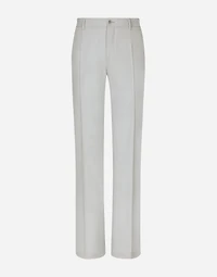 Stretch wool twill pants with straight leg