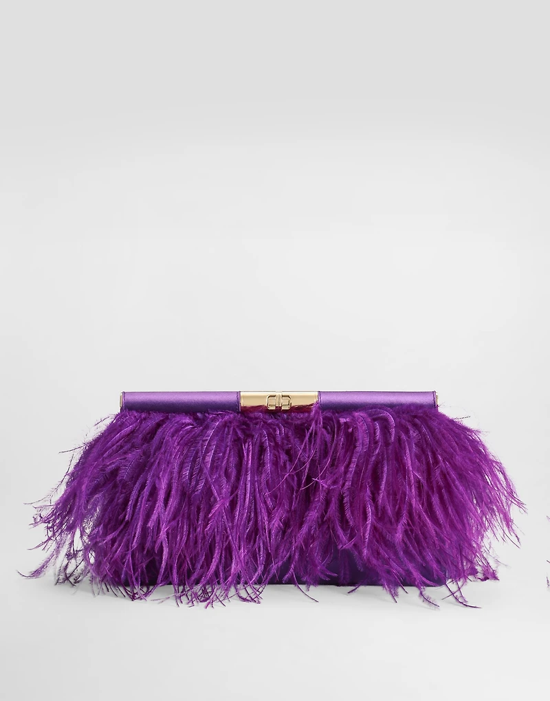 Marlene satin and feather shoulder bag