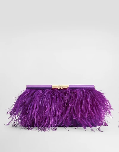 Marlene satin and feather shoulder bag