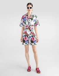Floral-print cotton shorts