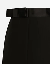 Wool midi pencil skirt with satin waistband