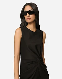 Calf-length dress jersey Milano rib with draping