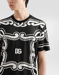 Silk T-shirt with bandanna print