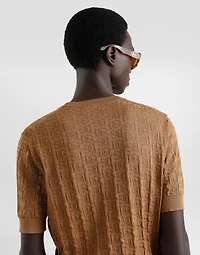 Silk round-neck sweater with all-over DG logo embroidery