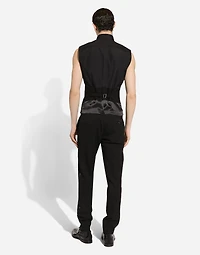 Sleeveless cotton tuxedo shirt