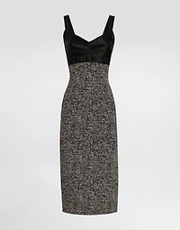 Heavy crêpe dress with damier print