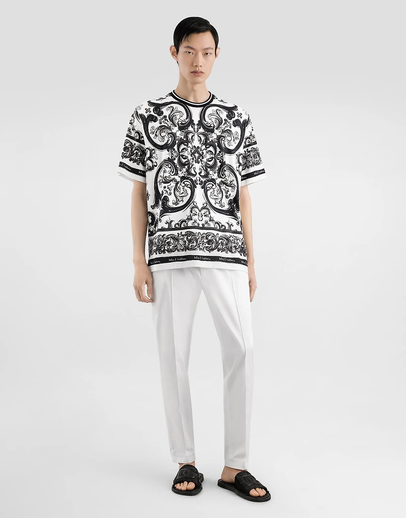 Majolica-print short-sleeved t-shirt