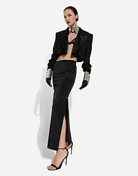 Short double wool tuxedo jacket