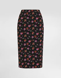 Floral-print straight skirt