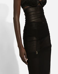 Tulle calf-length dress with corset details