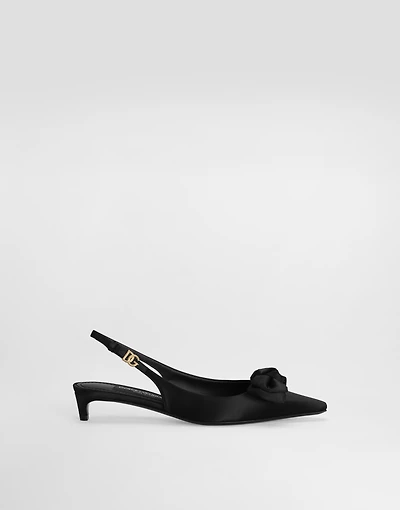 Satin slingbacks with bow detail